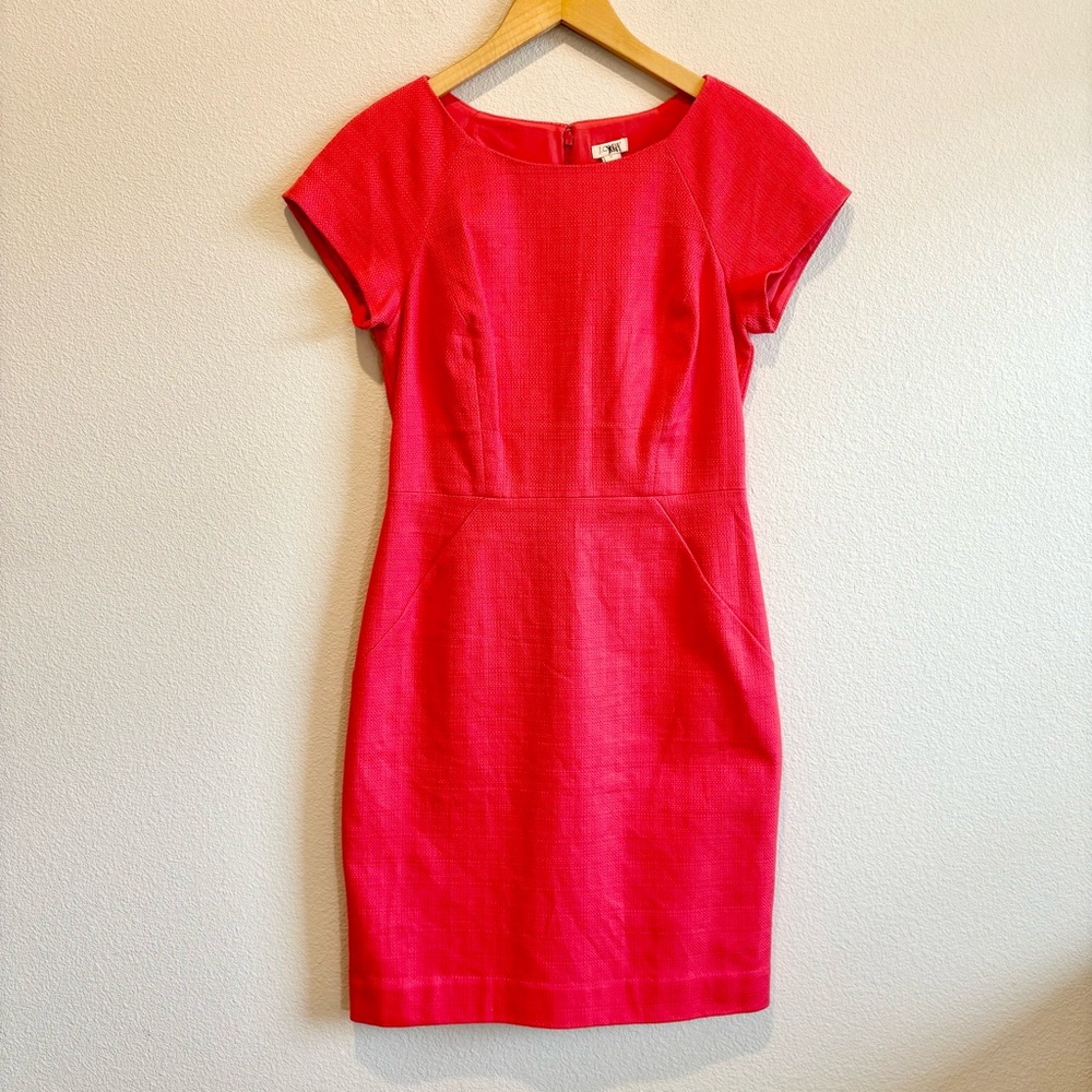 J. Crew Basket Weave Dress Coral Breathable Summer Spring Business Size 6